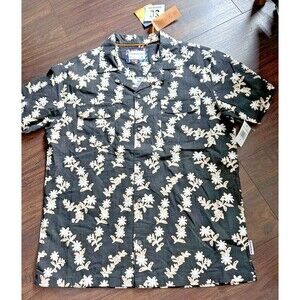 Sovereign Code Men's Cotton Printed Short sleeve Button Down Shirt Black/Kalan M